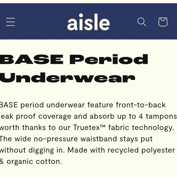 NEW Aisle "BASE" Period Underwear 5XL - Picture 4 of 7